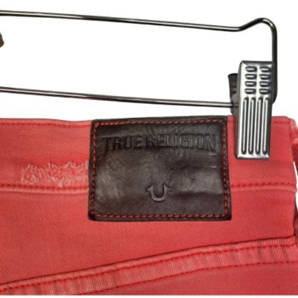 True Religion Halle Mid Rise Super Skinny Coral Denim Jeans - Picture 7 of 11